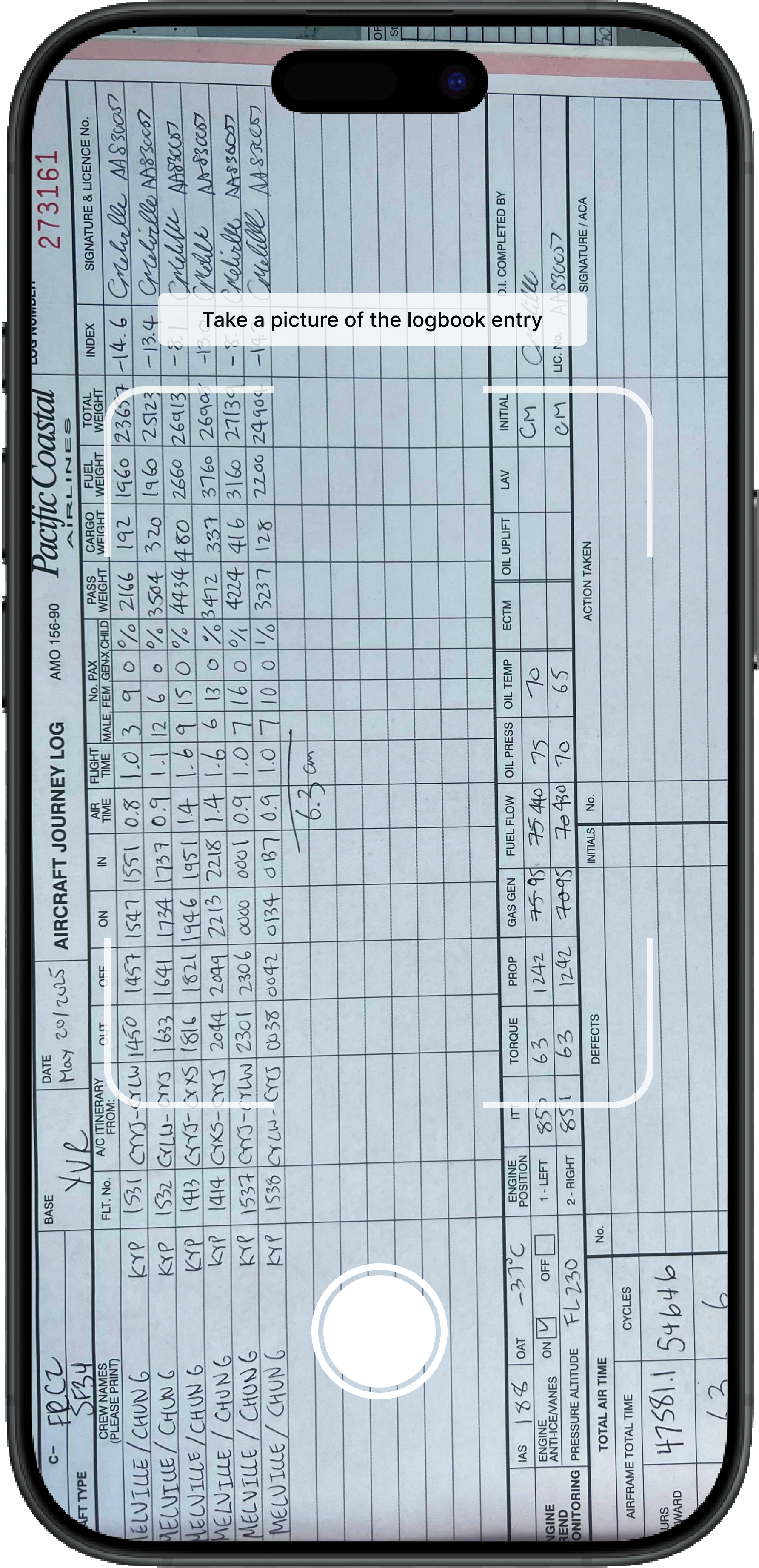 Take a picture of the entry